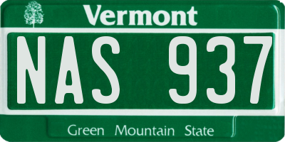 VT license plate NAS937
