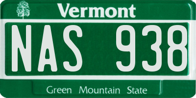 VT license plate NAS938