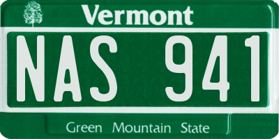 VT license plate NAS941