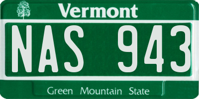 VT license plate NAS943