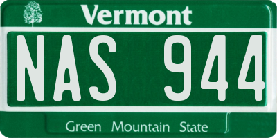 VT license plate NAS944