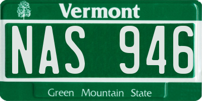 VT license plate NAS946