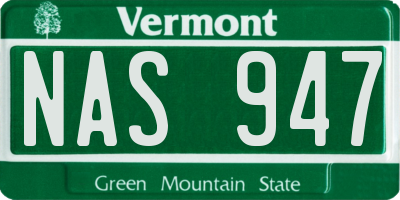 VT license plate NAS947