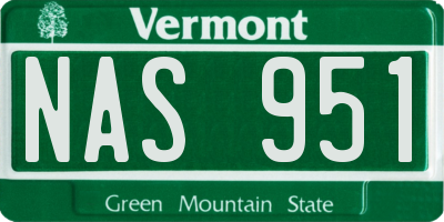 VT license plate NAS951