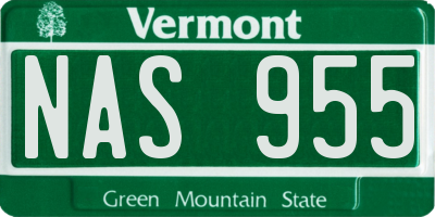VT license plate NAS955