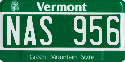 VT license plate NAS956