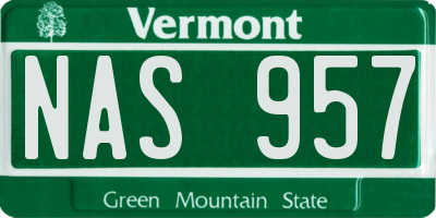 VT license plate NAS957