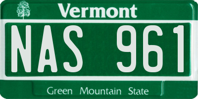 VT license plate NAS961