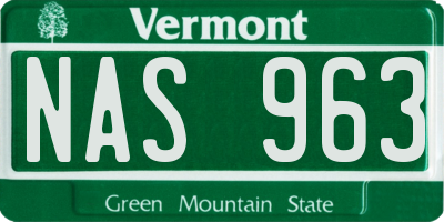 VT license plate NAS963