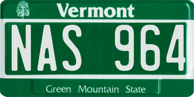 VT license plate NAS964