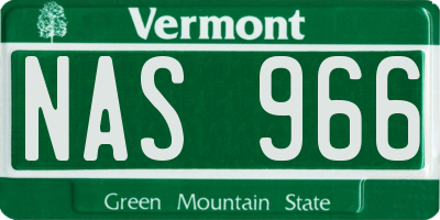 VT license plate NAS966