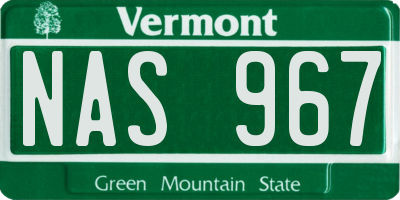 VT license plate NAS967