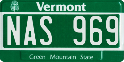 VT license plate NAS969