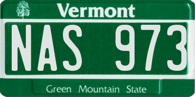 VT license plate NAS973