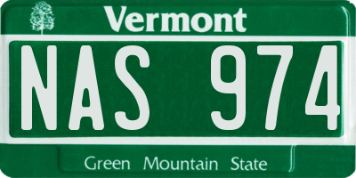 VT license plate NAS974