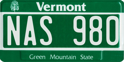 VT license plate NAS980