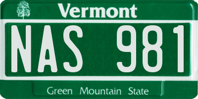 VT license plate NAS981