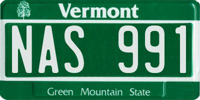 VT license plate NAS991