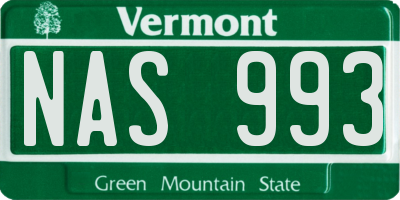 VT license plate NAS993
