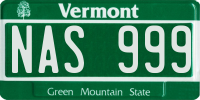 VT license plate NAS999