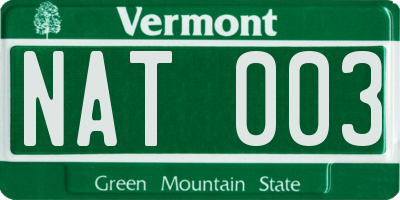 VT license plate NAT003