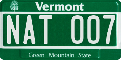 VT license plate NAT007