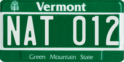 VT license plate NAT012