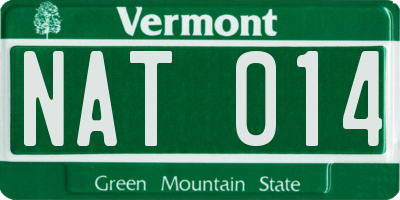 VT license plate NAT014