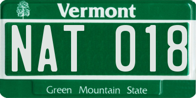 VT license plate NAT018