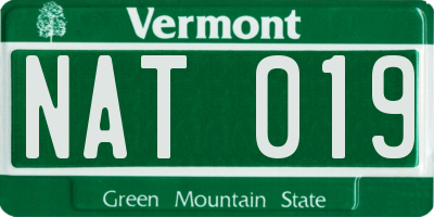 VT license plate NAT019