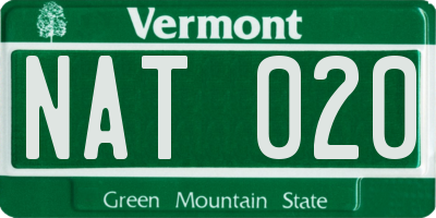 VT license plate NAT020