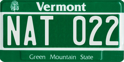 VT license plate NAT022