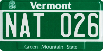VT license plate NAT026