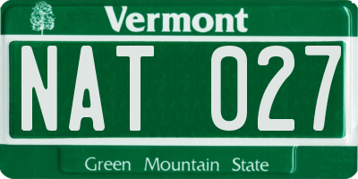 VT license plate NAT027