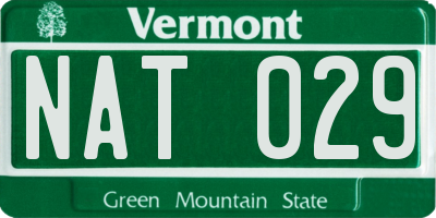 VT license plate NAT029