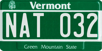 VT license plate NAT032