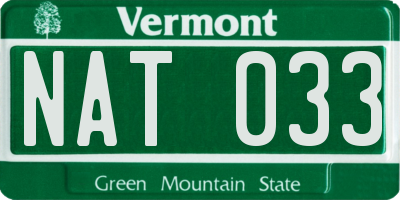 VT license plate NAT033