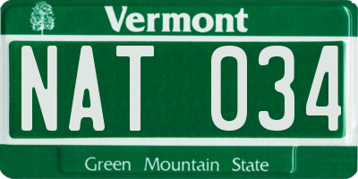 VT license plate NAT034