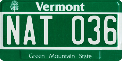 VT license plate NAT036