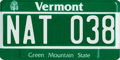 VT license plate NAT038