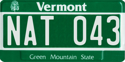 VT license plate NAT043