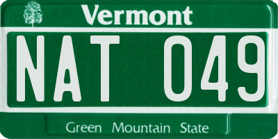 VT license plate NAT049