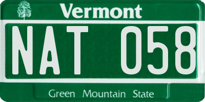 VT license plate NAT058