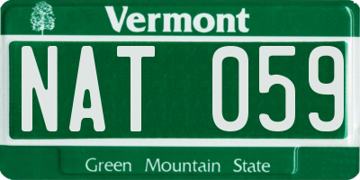 VT license plate NAT059