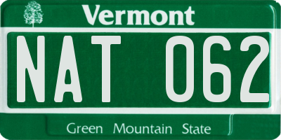 VT license plate NAT062