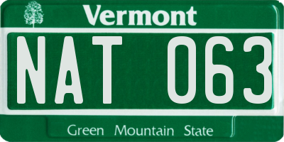 VT license plate NAT063