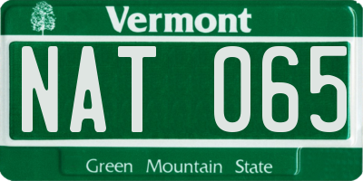VT license plate NAT065