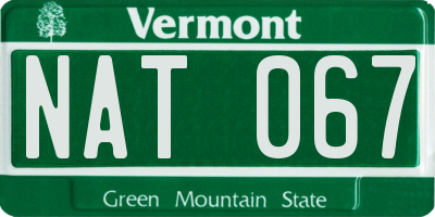VT license plate NAT067