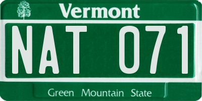 VT license plate NAT071