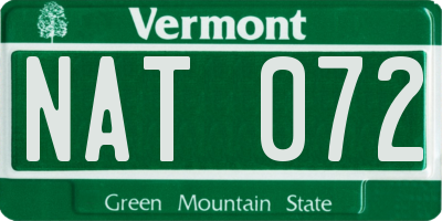 VT license plate NAT072